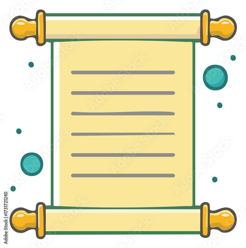 Ancient Scroll with Golden Rods and Written Lines