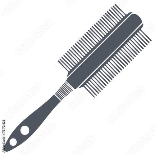 Double sided grooming comb illustration in silhouette for pet care and hair styling.