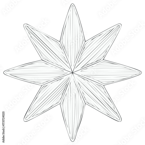 Eight pointed star of Bethlehem nativity symbol hand drawn line art illustration