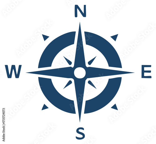Nautical Compass Rose Icon Symbol of Marine Navigation and Direction Finding