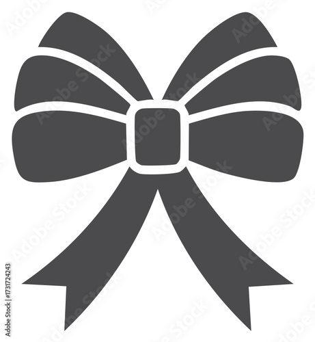 Classic symmetrical gift bow silhouette with elegant loops and flowing tails