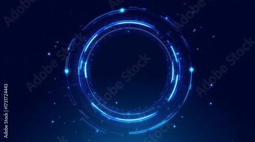 Wallpaper Mural Futuristic circular hud interface with neon elements and dynamic data visualization in a blue tone Torontodigital.ca