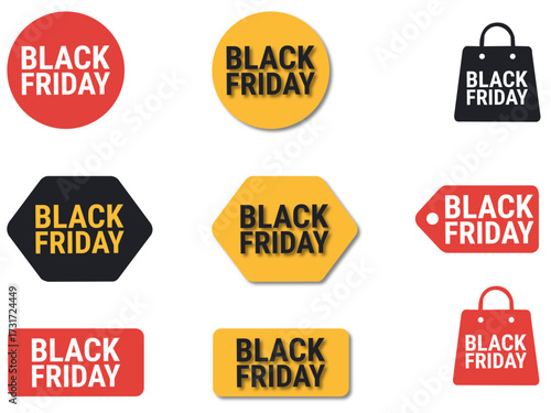 black friday sale badges collection with bag