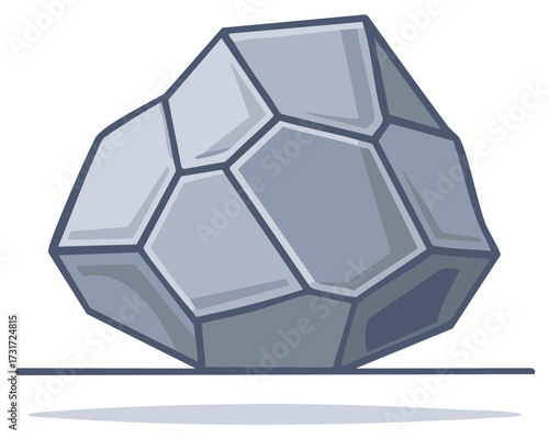 Stylized illustration of a geometric rock with shadow on ground