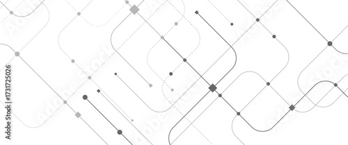Vector abstract digital technology with geometric with crossed lines and dots.