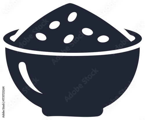 Bowl of grains and seeds graphic, food, simple, vector illustration