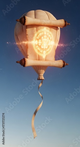 Glowing Fantasy Air Balloon with Magical Symbol