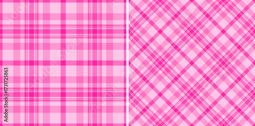 Vibrant pink plaid patterns Seamless, classic tartan designs. Ideal for backgrounds, textiles, fashion, digital art. Versatile, eyecatching texture.