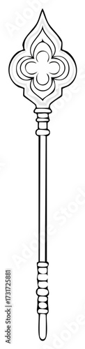 Ornate Ceremonial Scepter Medieval Style Regal Staff Symbol