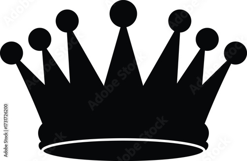 Black silhouette of a royal crown with seven points on a white background king queen