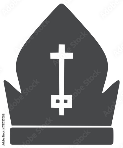 Christian Bishop Mitre Depicting Eastern Orthodox Cross Symbol Religion Headwear