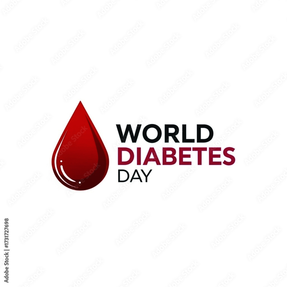 Fototapeta premium World Diabetes Day Logo Featuring a Stylized Red Blood Drop
