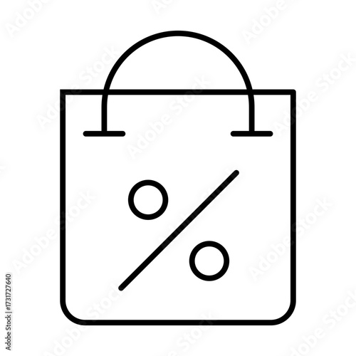 shopping bag with discount tag line icon with editable stroke