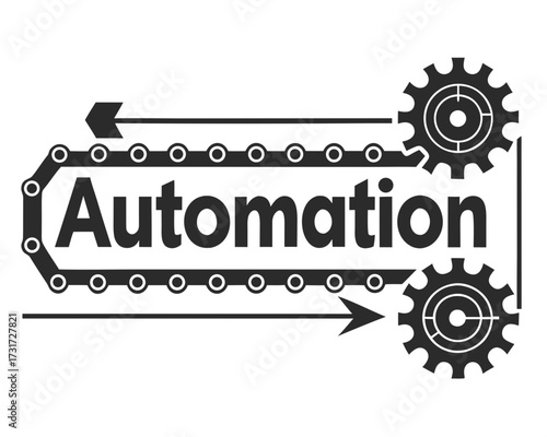 Automation concept with gears and conveyor belt illustration