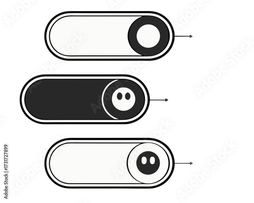 Three toggle switch icons representing different states of activation and deactivation