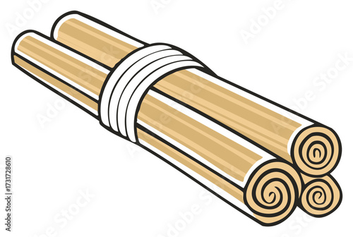 Stylized Bundle of Scrolls tied with White String Illustration