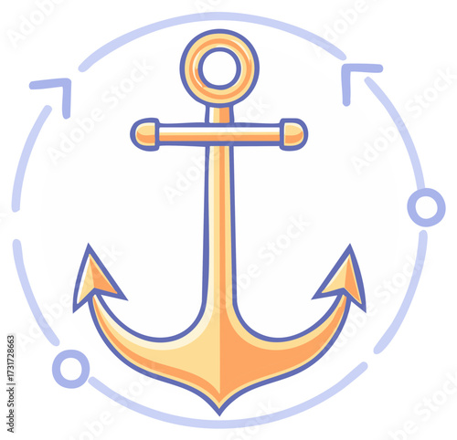 Vibrant Nautical Anchor Illustration with Dynamic Circular Elements