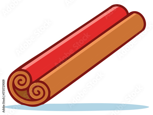 Vector Illustration of a Cinnamon Stick with Brown and Red Layers