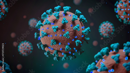 Coronavirus 2019-nCoV. Novel Coronavirus 2019-nCoV. Virus cells in blood. 3d render