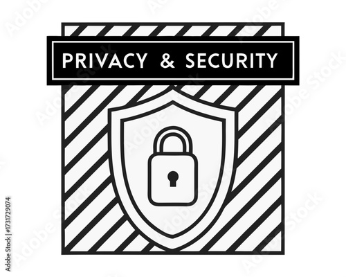 Privacy and security shield icon with padlock symbol