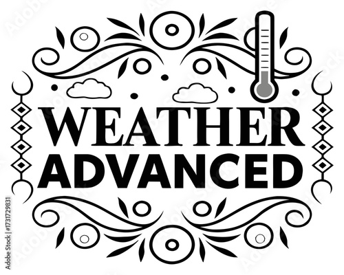 Abstract weather forecast with thermometer and clouds