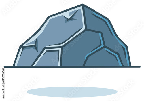 Stylized illustration of a grey rock with a shadow.