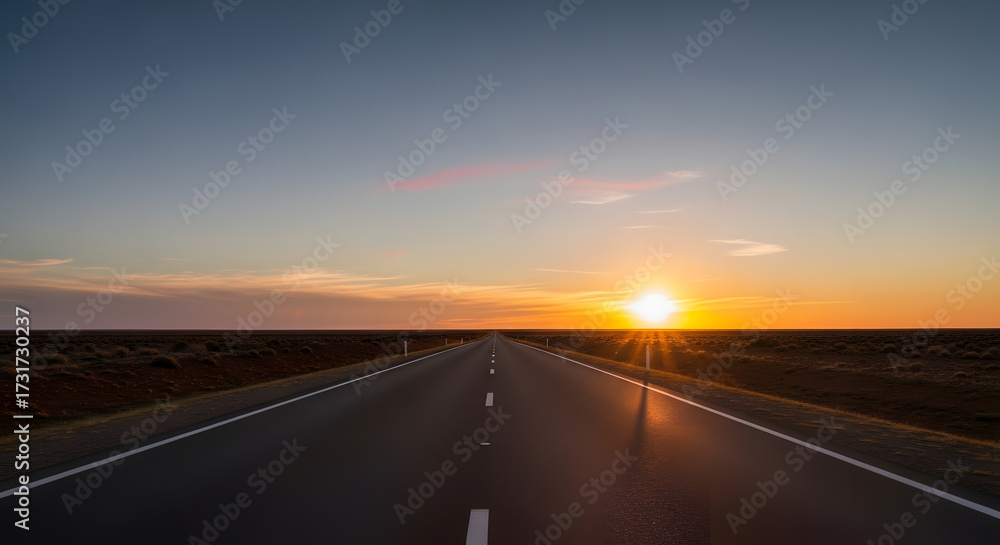 Fototapeta premium Artistic Photo of Sunset Road Symbolizing Journey and Remembrance
