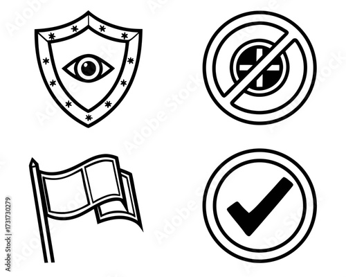Cyber Security Shield with Eye Surveillance Vector