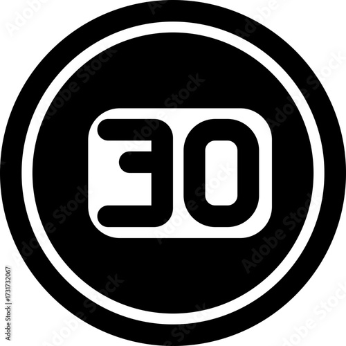 Number 30 Black Icon