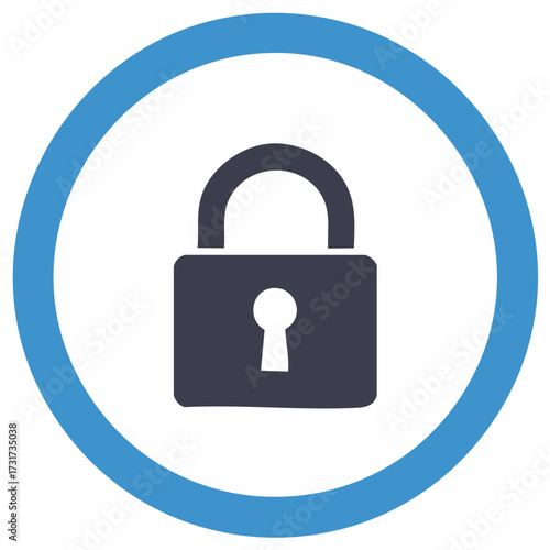 Security emblem featuring a navy padlock enclosed within a blue circle for online privacy protection