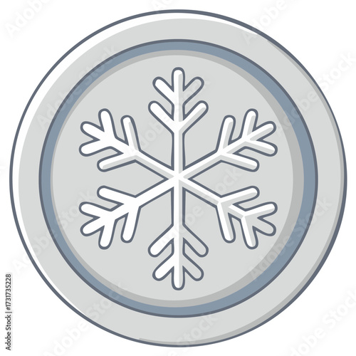 Circle Outline with Snowflake Symbol Indicating Coolness or Frozen State