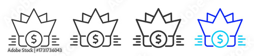 Royalty Fee Icon Set Collection in Creative Outline Style for Business Featuring Multiple Thickness Variations Perfect for Franchise Legal Documents Permits and Compliance