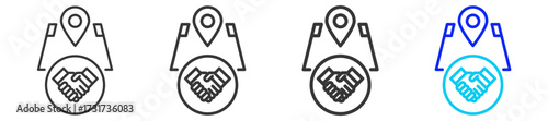 Territory Rights Icon Set Collection in Creative Outline Style for Business Featuring Multiple Thickness Variations Perfect for Franchise Legal Documents Permits and Compliance