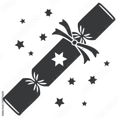 black christmas cracker with stars clip art preview