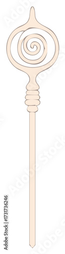 Mystical fantasy staff with unique spiral design and detailed handle a magical ceremonial object