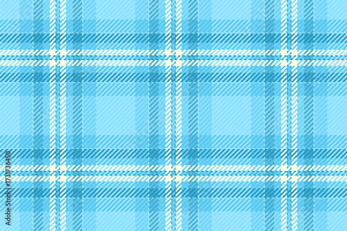 Classic light blue tartan pattern with white accents. Seamless vector for textile, fashion, and design projects. Timeless, versatile, and eyecatching.