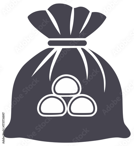 Symbolic Sack with Rounded Objects Illustration