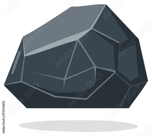 Dark Gray Isolated Rock Outcrop in Geometric Design with Smooth Shadow