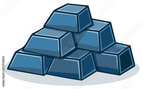 Stack of Shiny Blue Bars Forming a Pyramid Shape