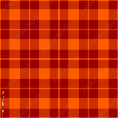 Warm, inviting plaid pattern in shades of orange and red. Perfect for backgrounds, textiles, or graphic design projects requiring a rustic, cozy, and autumninspired feel.