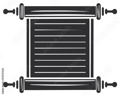 Traditional unrolled parchment scroll illustration with blank lines representing historical document text