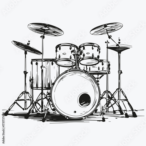 Drums music instrument sketch illustration vector