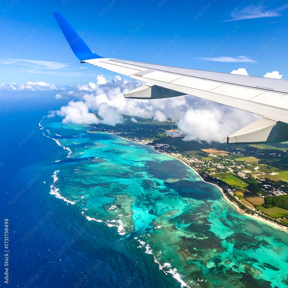 Obraz premium Aerial view of coastline and ocean