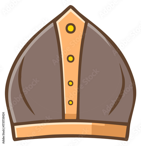 Cartoon Illustration of a Bishop's Mitre, Religious Headdress Symbol