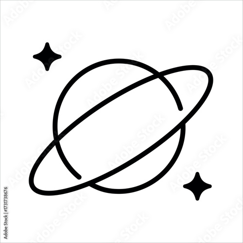 
An illustration depicting an attribute of space and the universe, on a white background