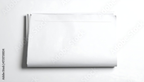 Folded blank newspaper on white background
