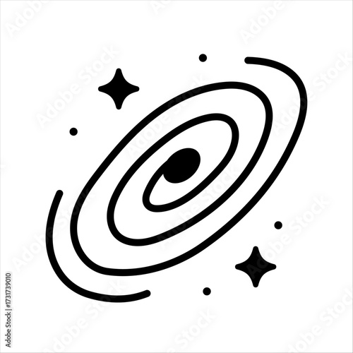 
An illustration depicting an attribute of space and the universe, on a white background