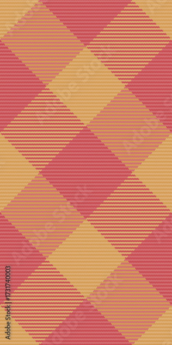 Colourful plaid vector textile, rag seamless texture fabric. Attire tartan check background pattern in red and orange colors.