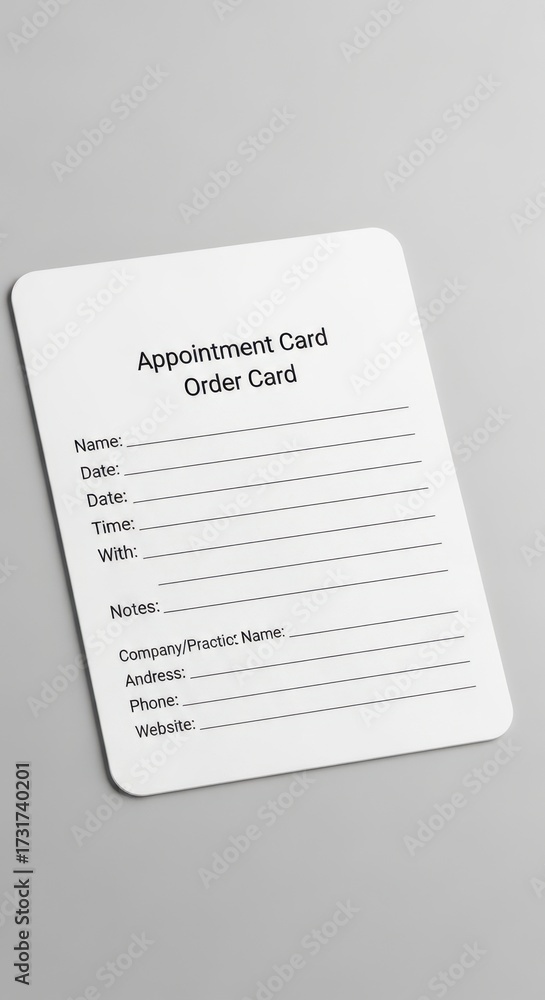 Obraz premium Minimalist appointment card template for scheduling and client information