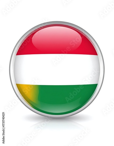 Glossy circular icon displaying a horizontal tricolor flag
